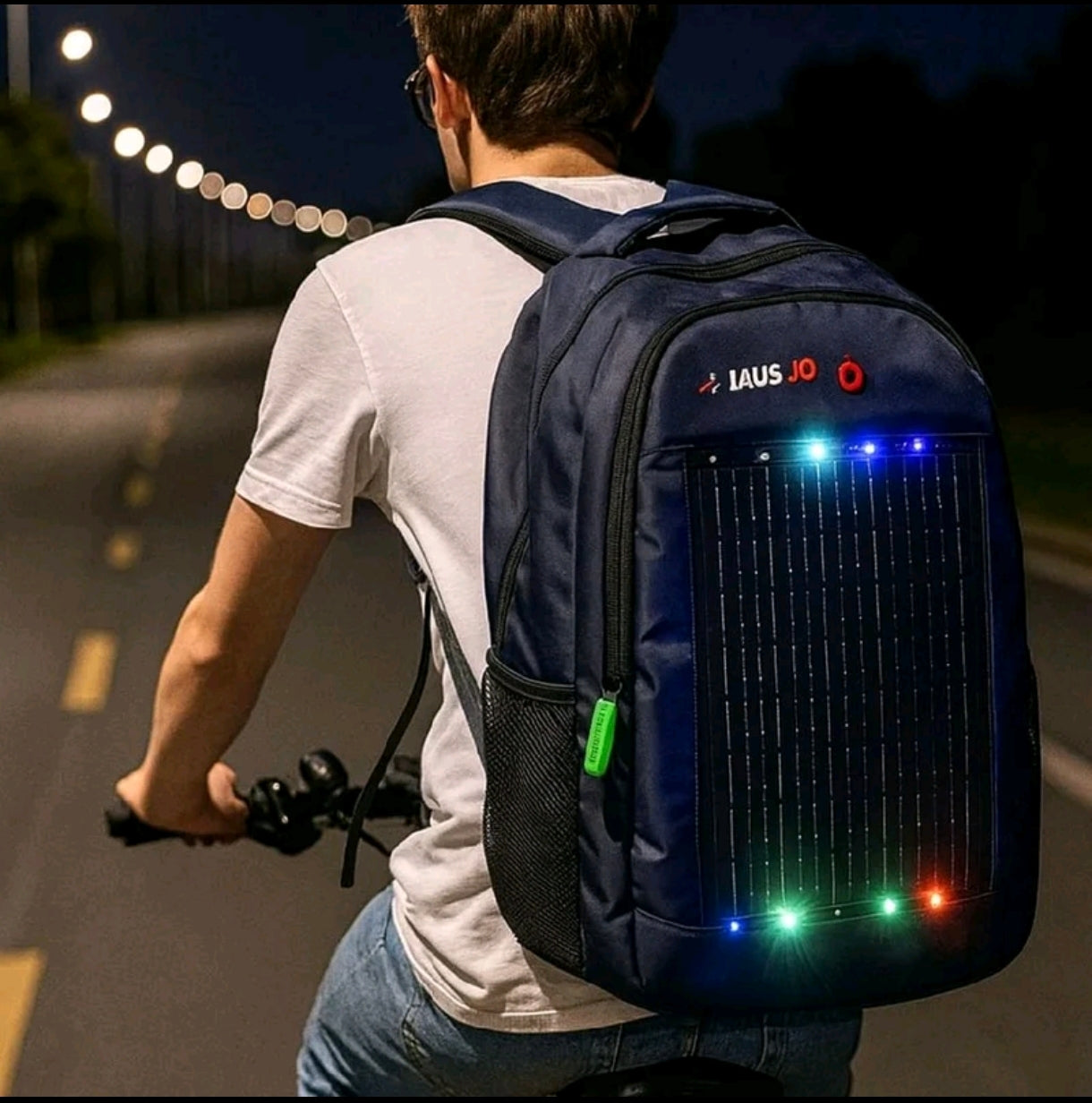 Mochila Solar con Luces LED Hausjo Shop+POWERBAN DE REGALO!