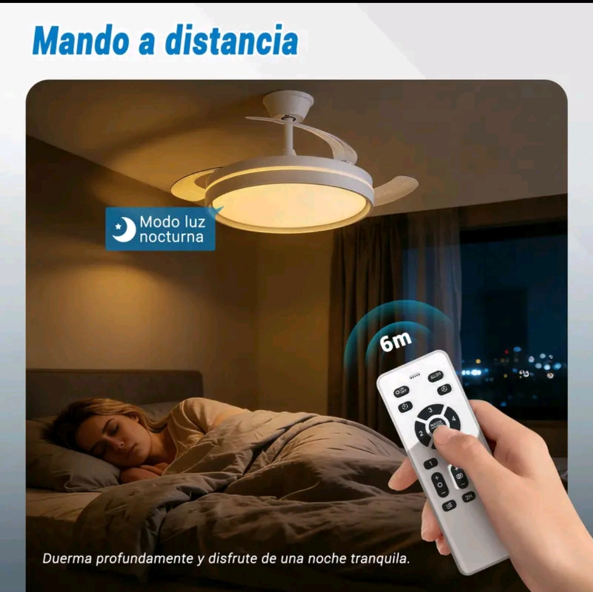 Ventilador de Techo LED Plegable con Control Remoto