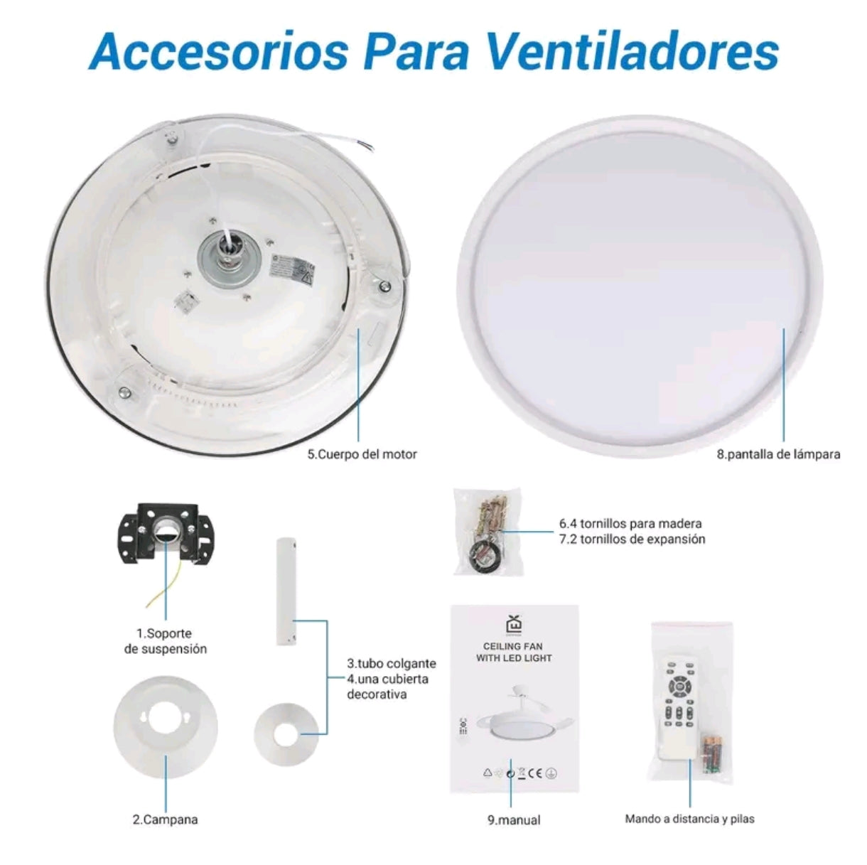 Ventilador de Techo LED Plegable con Control Remoto