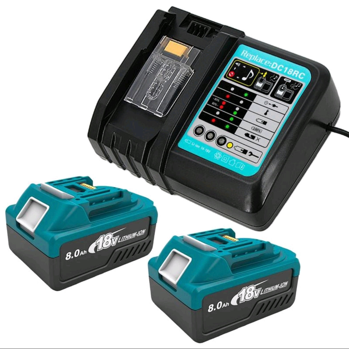 Pack 2 Baterías de Repuesto 18V 8000 mAh Compatible con Makita