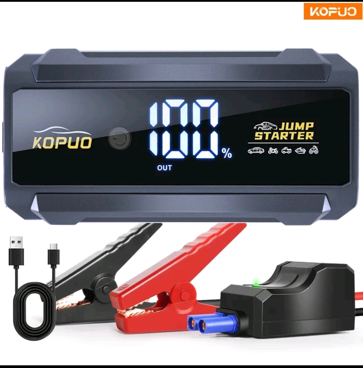 Arrancador de Batería Kopuo 5000A- POWERBANK INCLUIDA